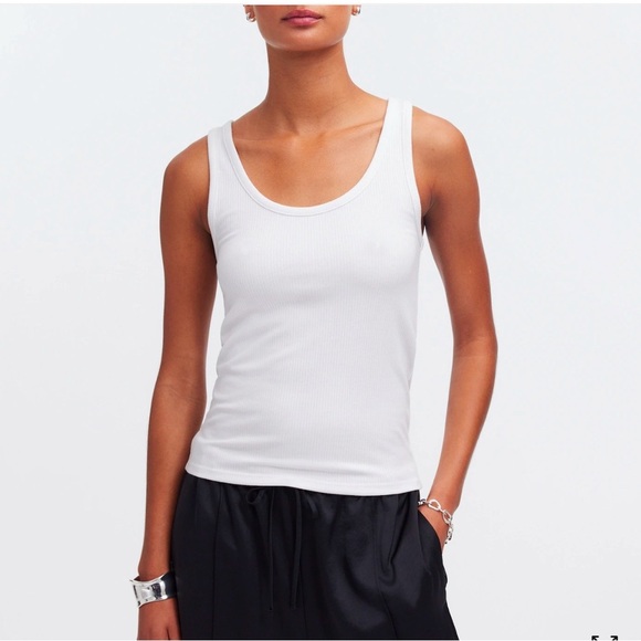 Madewell Drapey Rib Tank in Eyelet White Size XLarge NWT - Picture 1 of 8